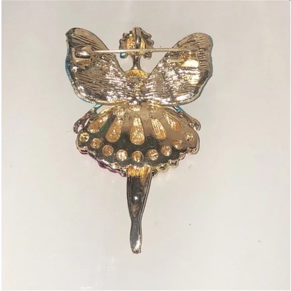 UNBRANDED Sugarplum FAIRY Green And Gold Ballerina Brooch #1 - Picture 5 of 10